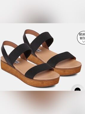 Steve Madden Agile Black Platform Sandals - Women's 8